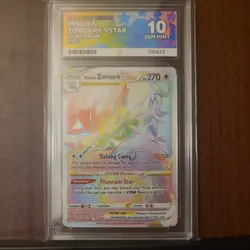 Pokemon TCG Hisuian Zoroark VStar 203/196 Lost Origin Rainbow ACE 10 - Image 1