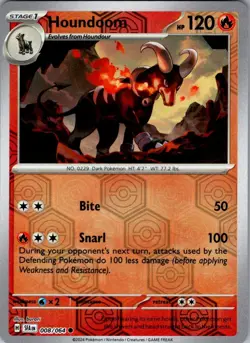 Houndoom Shrouded Fable 008/064 Common Reverse Holo Pokemon Near Mint - Image 1