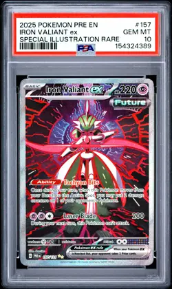2025 POKEMON PRE EN-PRISMATIC EVOLUTIONS #157 IRON VALIANT EX PSA 10 - Image 1