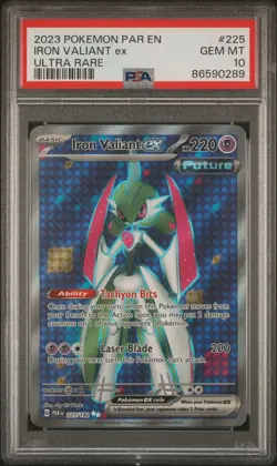 2023 POKEMON PAR EN-PARADOX RIFT ULTRA RARE #225 IRON VALIANT EX PSA 10 - Image 1