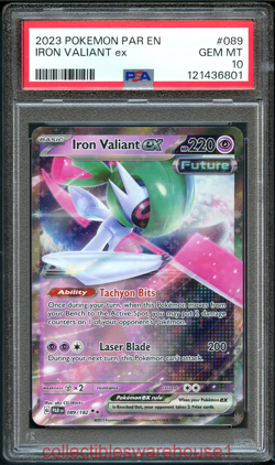 Pokemon Paradox Rift Iron Valiant ex 089 PSA 10 - Image 1