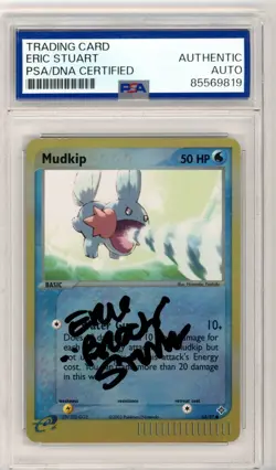 PSA Signed Eric Stuart Pokemon TCG Mudkip 65/97 Dragon Reverse Holo Common - Image 1