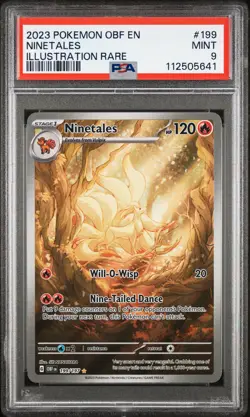 2023 Pokemon Ninetales 199/197 Illustration Rare Obsidian Flames PSA 9 Mint - Image 1