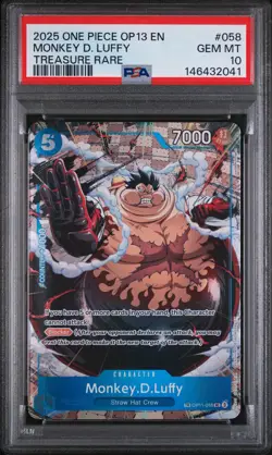 2025 ONE PIECE OP13-CARRYING ON HIS WILL TREASURE RARE MONKEY D. LUFFY PSA 10 - Image 1