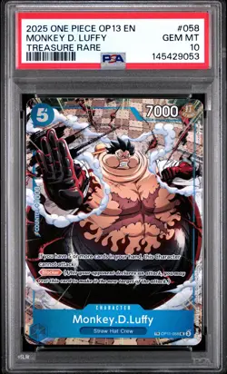 2025 ONE PIECE OP13-CARRYING ON HIS WILL TREASURE RARE MONKEY D. LUFFY PSA 10 - Image 1