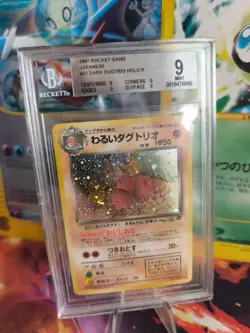 Pokemon Card DARK Dugtrio Digdri Team Rocket Gang 1997 Japanese BGS Beckett 9 - Image 1