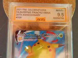 Pokemon Celebrations Surfing Pikachu VMAX 009/025 AGS 9.5 Mint Holo Rare 2021 - Image 2