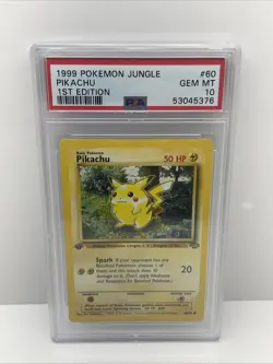 1999 POKEMON JUNGLE 1ST EDITION #60 PIKACHU PSA 10 GEM MT - Image 1