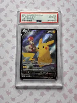 Pokemon SWSH Pikachu v FA 2022 Lost Origin Trainer Gallery #TG16 PSA 10 Gem Mint - Image 1