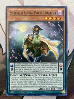 Yugioh Superheavy Samurai Prodigy Wakaushi CYAC-EN006 Super Rare 1st Edition NM - Image 1