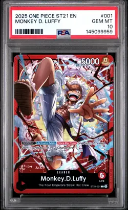 One Piece - ST21-EX Gear 5 Monkey.D.Luffy Red Leader Alt Art ST21-001 PSA 10 - Image 1