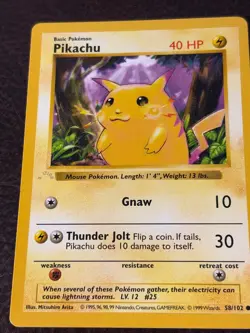Pikachu "Ghost" Stamp Error 58/102 Base Set 1st Edition Pokemon Card - Image 1