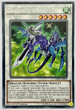 CYHO-EN032 Dragunity Knight - Luin - Rare 1st Edition Near Mint YuGiOh Card - Image 1