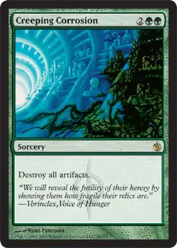 1 x Creeping Corrosion - Foil - Mirrodin Besieged - Moderate Play - MTG - Image 1
