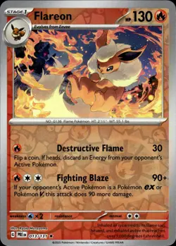 FLAREON 013/131 HOLO RARE PRISMATIC EVOLUTIONS POKEMON REVERSE HOLO NM - Image 1