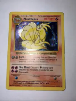 Pokemon Shadowless Ninetales Holo 12/102 No Attack Damage ERROR - Black Flame - Image 1