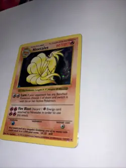 Pokemon Shadowless Ninetales Holo 12/102 No Attack Damage ERROR - Black Flame - Image 2