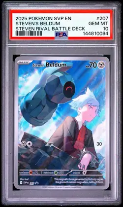Pokemon TCG Scarlet Violet Steven Rival Battle Deck #207 Steven's Beldum PSA 10 - Image 1