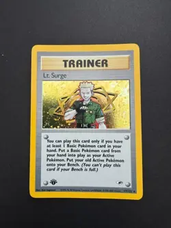Lt. Surge 17/132 Gym Heroes Holo 1st Edition Pokemon TCG - Image 1