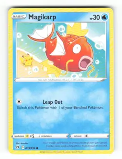 Magikarp 039/192 Common Rebel Clash Pokemon Near Mint w/ pikachu - Image 1