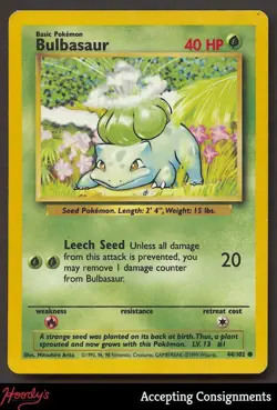 1999 Pokemon Base Unlimited #44 Bulbasaur LIGHTLY PLAYED - Image 1