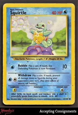 1999 Pokemon Base Unlimited #63 Squirtle PLAYED - Image 1