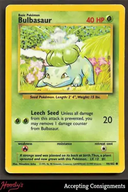 1999 Pokemon Base Unlimited #44 Bulbasaur PLAYED - Image 1