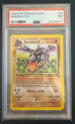 AERODACTYL #16 PSA 7 • 2000 PRE-RELEASE POKEMON FOSSIL NEAR MINT ITALIAN - Image 1