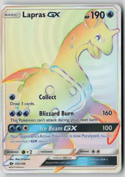 Lapras GX (Secret) 151/149 Holo Secret Rare SM Base Set Pokemon NM - Image 1