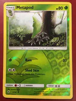 POKEMON METAPOD 2/147 BURNING SHADOWS UNCOMMON REVERSE HOLO NEAR MINT - Image 1