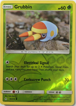 POKEMON GRUBBIN 18/214 UNBROKEN BONDS COMMON REVERSE HOLO NM - Image 1