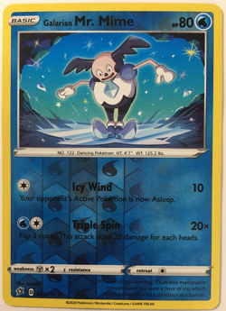 POKEMON GALARIAN MR. MIME 037/192 REBEL CLASH COMMON REVERSE HOLO NEAR MINT - Image 1