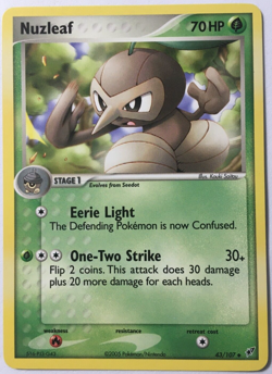 POKEMON NUZLEAF 43/107 EX DEOXYS UNCOMMON NEAR MINT - Image 1