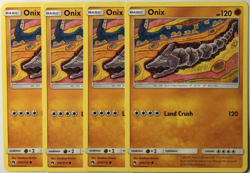 POKEMON 4X ONIX 109/214 LOST THUNDER COMMON NEAR MINT-PLAYSET - Image 1