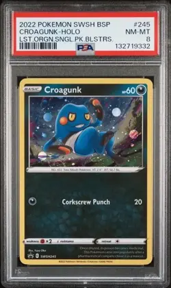 CROAGUNK-HOLO #245 PSA 8 2022 POKEMON SWSH BLACK STAR PROMO - Image 1