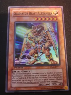 Yugioh! 1st Edition Super Gladiator Beast Alexander GLAS-EN017 - Image 1
