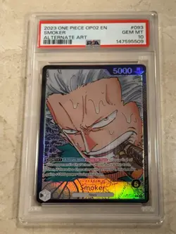 2023 One Piece OP02 EN Smoker Alternate Art #OP02-093 PSA 10 GEM MINT Gem Mint - Image 1