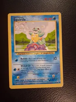 Pokemon TCG Base Set Squirtle Card #063/102 Unlimited - Image 1