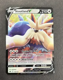 Stoutland V 116/159 Ultra Rare Crown Zenith TCG Pokemon Card NM - Image 1