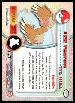 Pokemon Cards Fearow #22 Topps Trading Cards HOLO Series 1 LP *2 - Image 2