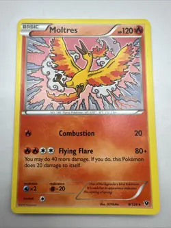 Pokemon Card Moltres 9/124 XY Fates Collide Non Holo Rare - Image 1