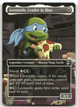 Leonardo Leader in Blue Borderless MTG Teenage Mutant Ninja Turtles 196 U NM - Image 1