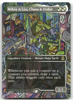 Mikey & Leo Chaos & Order Borderless MTG Teenage Mutant Ninja Turtles 200 R NM - Image 1