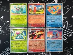 Pokemon TCG 151 Starters + Evolutions Reverse Holo Cards Bundle (6 Cards) - Image 1
