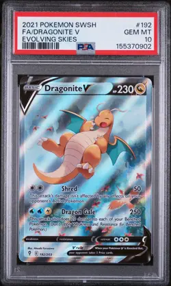 2021 Pokemon SWSH Evolving Skies Dragonite V #192/203 PSA 10 GEM MINT - Image 1