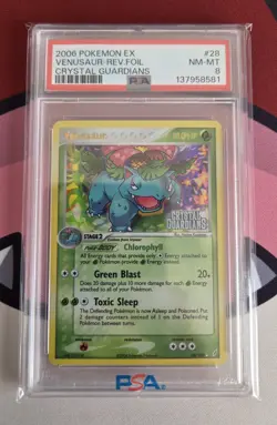 Pokemon Venusaur Crystal Guardians Reverse Holo Rare 28/100 PSA 8 2006 - Image 1