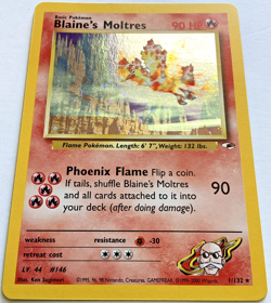 VTG 1999-2000 Wizards Pokemon Blaine's Moltres 1/32 Gym Heroes Holofoil - Image 3