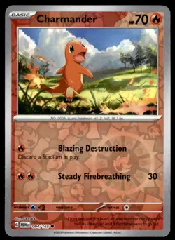 Charmander 004/165 Common 151 Pokemon Reverse Holo Lightly Played - Image 1