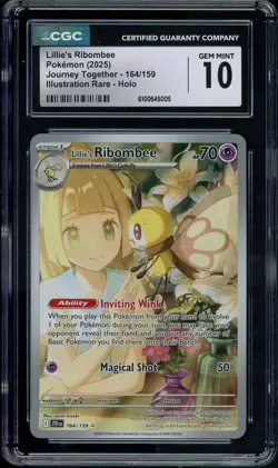 2025 Pokemon Journey Together Lillie's Ribombee Illustration Rare #164 CGC 10 - Image 1