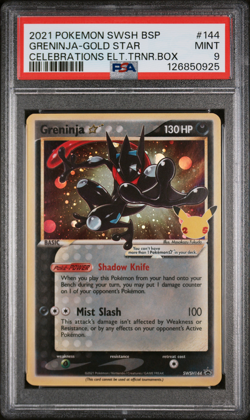 Pokemon Greninja Gold Star SWSH144 25th Celebrations Promo PSA 9 - Image 1